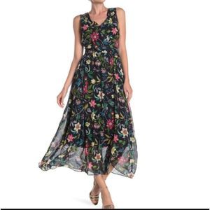 Sam Edelman Black and Pink Sleeveless Maxi Dress